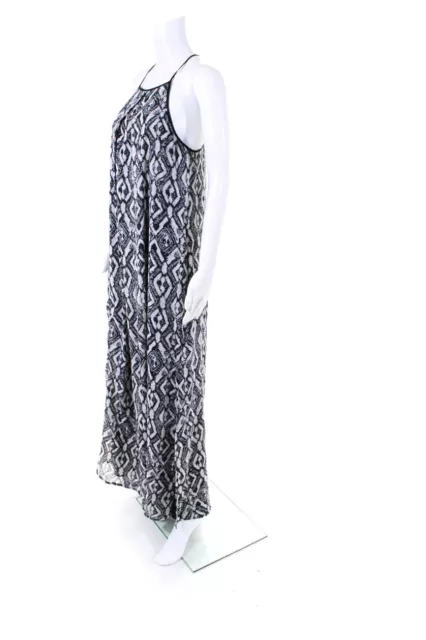 10 Crosby Derek Lam Womens Abstract Cotton Chiffon Maxi Dress Black White Size 4 2
