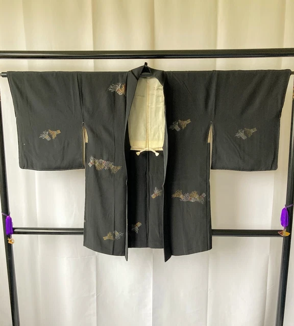 Vintage Japanese Haori Jacket - Antique Haori Black Kimono Jacket