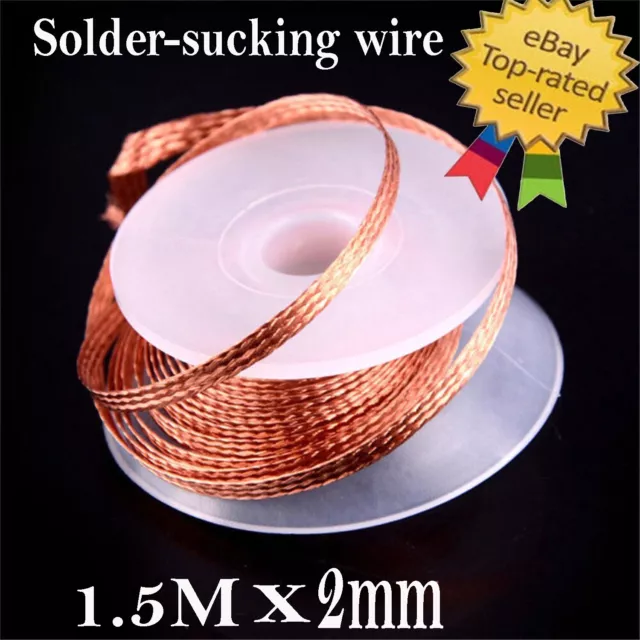 2mm Desoldering Braid Solder Remover Wick Copper Spool Wire 1.5M Useful Tools AU