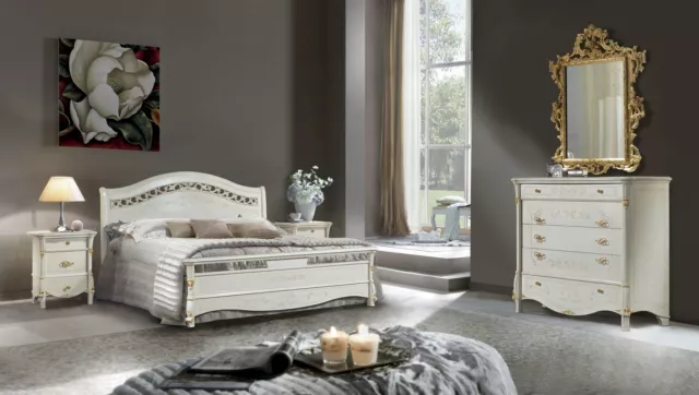 Chambre à Coucher Set Lit + 2x Table de Chevet Lits Rembourrage Luxe Double