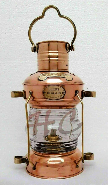 Anker-Öllampe aus massivem Messing und Kupfer, antike Schiffslaterne,...