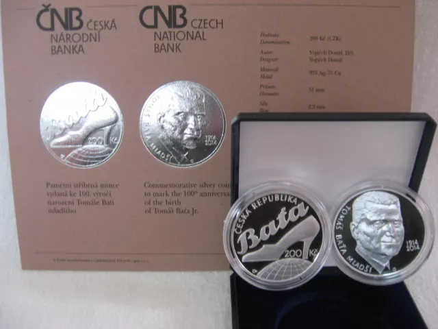 Tschechien 2014 200 Kronen Silber Münze Coin Pp Proof - Tomas Bata -