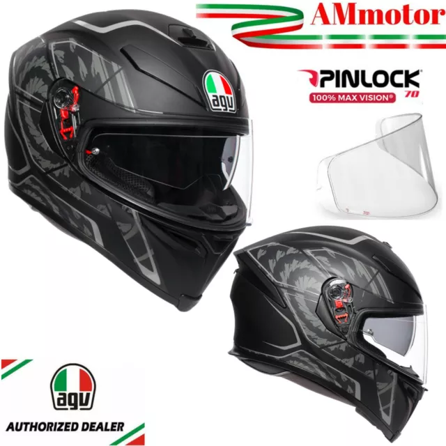 Helmet Agv K-5 S Tornado Black Silver K5 Size ML 58 Full Face Motorcycle Pinlock