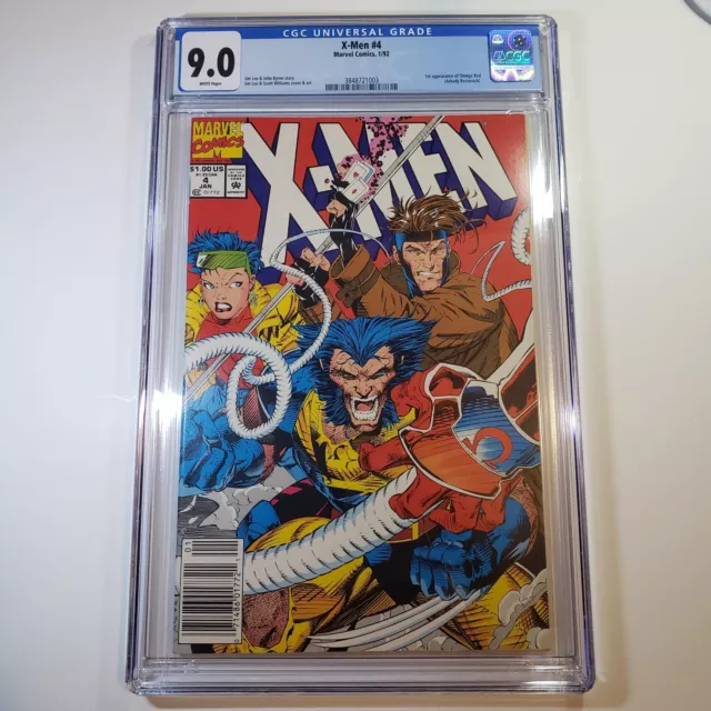 Cgc 9.0 X-Men #4 Marvel Comics Jan 1992 1St Appearance Of Omega Red *Newsstand*