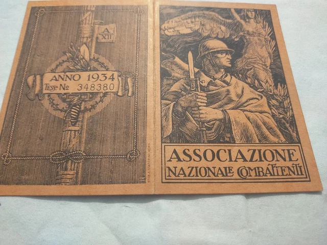 Cremona Castelverde Tessera Associazione Nazionale Combattenti 1934