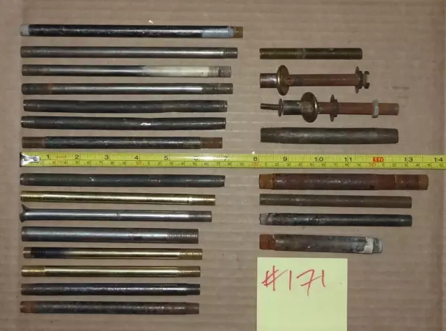 VTG Box Lot Misc Lighting Parts Antique Threaded Lamp Rods Tubing Parts FB-171
