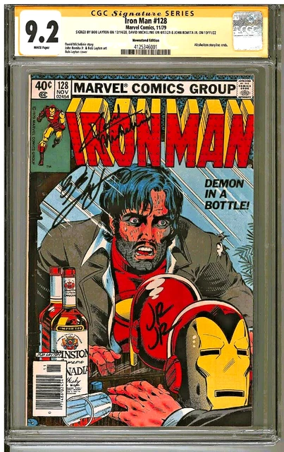 Iron Man #128 Cgc 9.2 Signed 3X✍️Layton, Micheline, Romita🔥Newsstand Edition