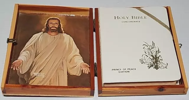 Holy Bible Wooden Presentation Case Box and The Prince of Peace Edition Bible