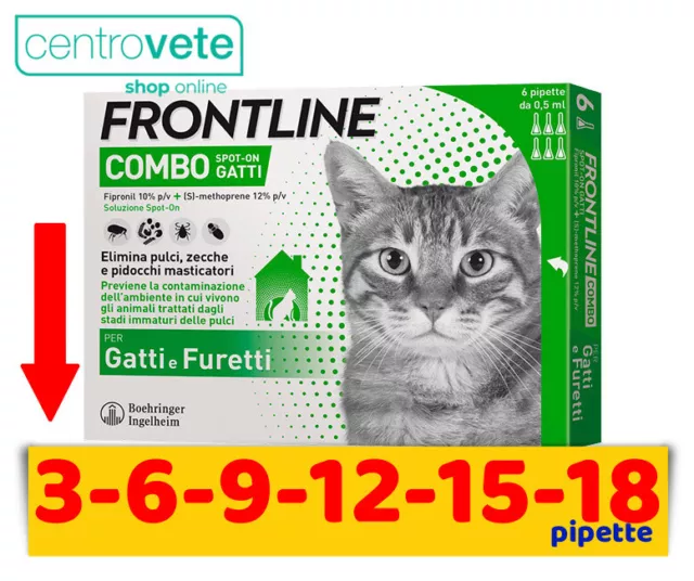 Frontline COMBO Gatto 3 / 6 / 9 / 12 / 15 / 18 Pipette ⇢ Antiparassitario GATTI