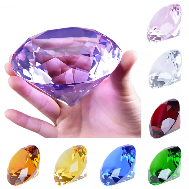 LONGWIN 100MM Colorful Crystal Diamond Glass Paperweight Art Giant Wedding Decor 2