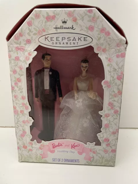 HALLMARK KEEPSAKE ORNAMENT 1997 WEDDING DAY BARBIE AND KEN  Set Of 2 NEW