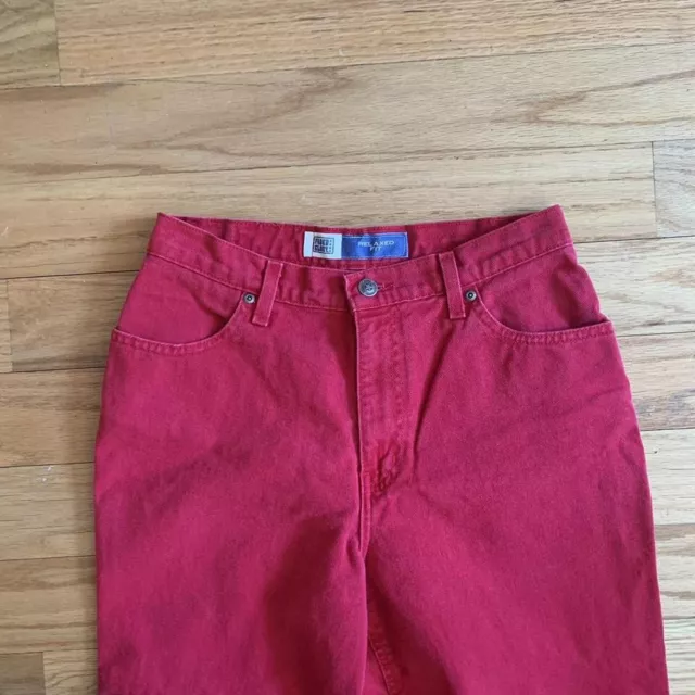 VINTAGE FADED GLORY Womens Size 8 Tall Long Red 90s Y2K Mom Jeans High ...
