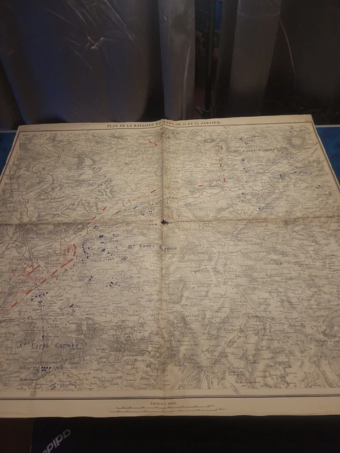 Carte Guerre 1870/71 Plan de la Bataille du Mans ( 10 11 et 12 Janvier)
