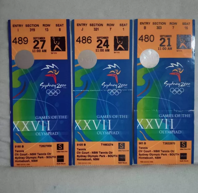 Sydney 2000 Olympic Games Tickets - ( Tennis ) X3