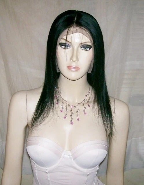 Perruque Full Lace 100% Cheveux Humains Brésiliens Ondulés 14" - Couleur 1B Noir, Neuve