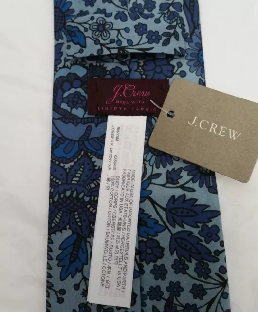 J.CREW Liberty cotton tie blue floral navy light sky baby slim narrow classic 3" 2