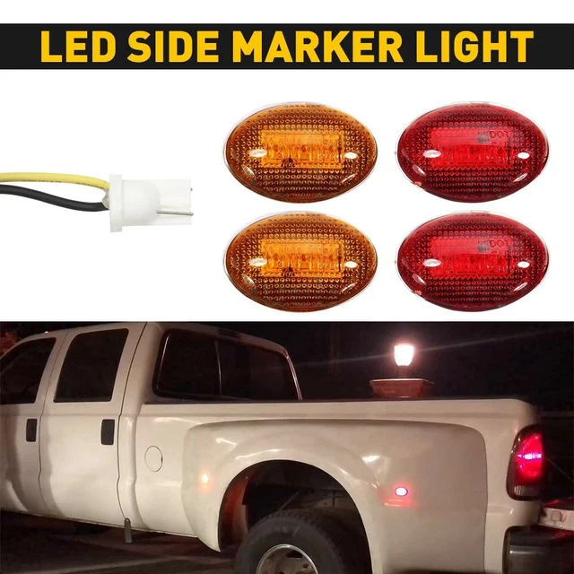 thumbnail image 2 of Smoked LED Side Marker Lights For 1999-2010 Ford F350 F450 F550 Super Duty Dually - 4pc White Lighting 2 of 14