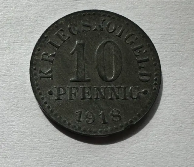 1918 Braunschweig Staat 10 Pfennig Notgeld Zinc Coin Funck# 56.3 #2