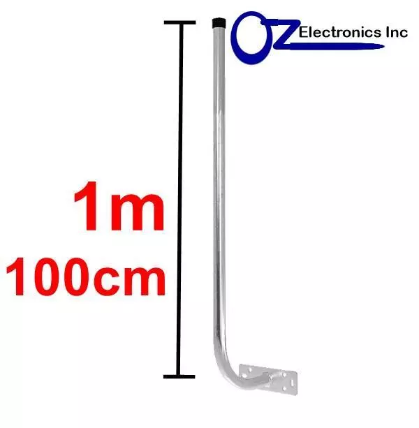 Digitek Curved Facia Bracket 100cm x 25mm Galvanised Antenna Mount Pole NEW p/up