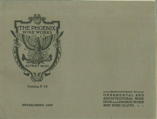 Phoenix Wire Works Catalog F-15 Ornamental And Architectural Wire 1930