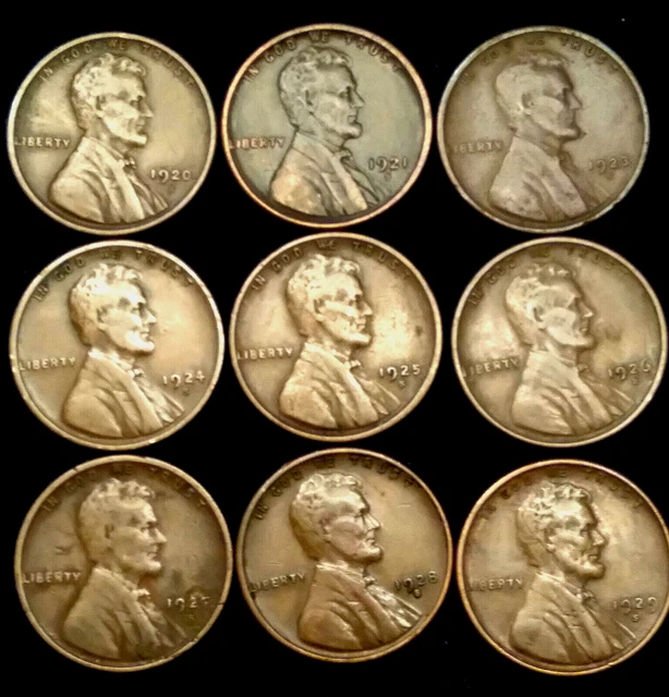 1920s 1921s 1923s 1924s 1925s 1926s 1927s 1928s 1929s Lincoln Wheat Penny Cent