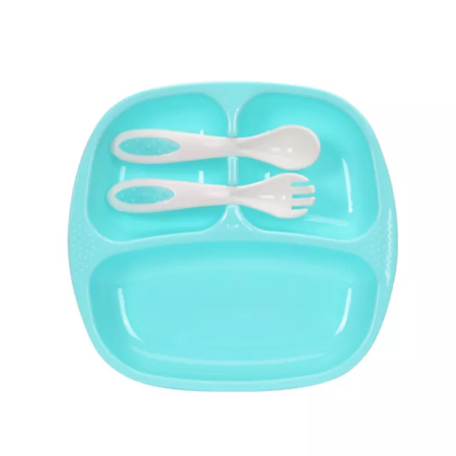 Lovely Baby Infant Separated Food Feeding Plate Dish Spoon Fork Cutlery Set 75