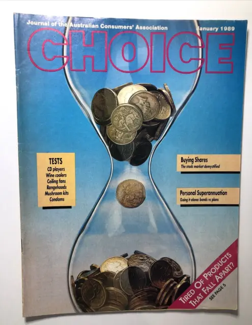Choice Vintage Magazine Journal Australian Consumers Association January 1989
