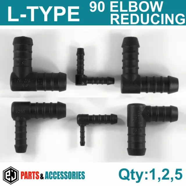 90 Degree Elbow PLASTIC BARBED JOINER REDUCER CONNECTOR PIPE HOSE Air Fuel Water