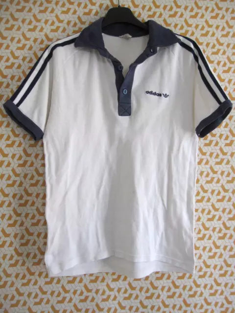 Polo Adidas Ventex 80'S Tennis vintage Coton blanc Jersey Olschool - S