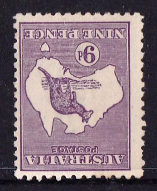 Australia 1919 Kangaroo 9d Violet 3rd Watermark INVERTED Die IIB MH