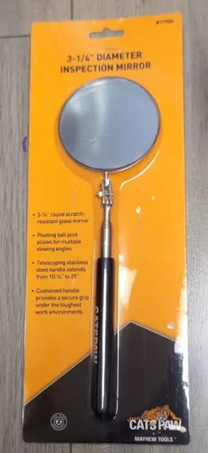 Mayhew Catspaw 3-1/4" Round Telescoping Flex Head Inspection Mirror Tool #17954