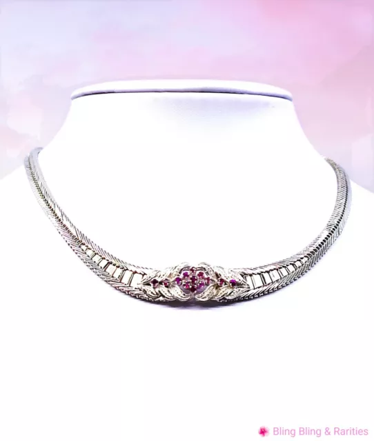 Pink Rubin Collier 🦩 835 Silber 🦩Antik Halskette Kette Jugendstil Schmuck