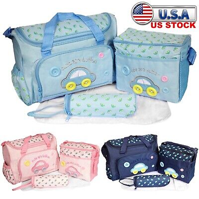 4Pcs Diaper Bag Tote Set Baby Napping Changing Bag Shoulder Mummy Bag W/ Pad USA
