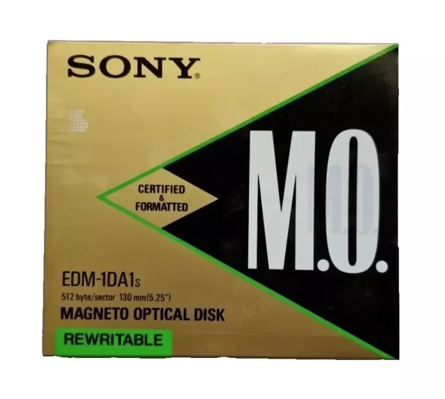 Sony EDM-1DA1s wiederbeschreibbarer 650 MB 512B Sektor 5,25" MAGNETO OPTISCHE DISK NEU 2