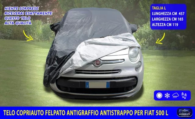 Copriauto impermeabile per 500L dal 2014> Telo auto Felpato PVC Taglia L + BORSA 2