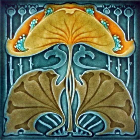 Art Nouveau Vintage Ceramic Tile Rare Reproduction Fliese Majolica UK