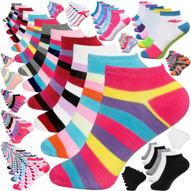 6 Pairs Ladies Trainer Socks Girls Liner Sports Adults Womens Funky Designs 4-7