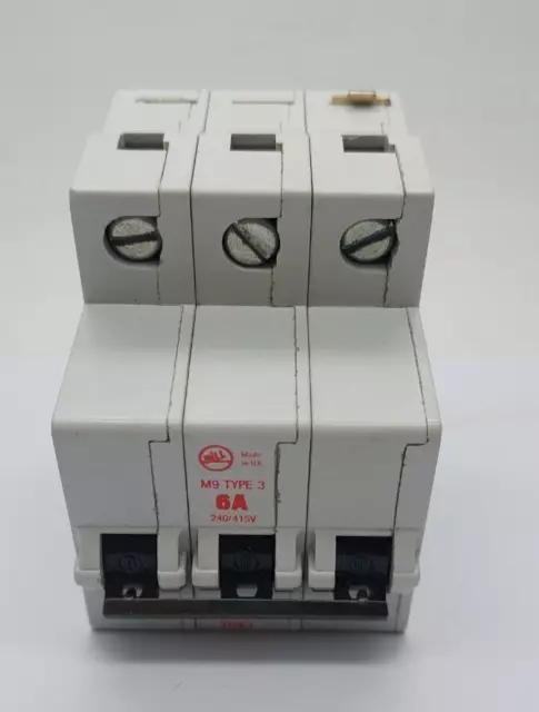 BILL 3T063 6Amp MCB Type 3 M9 Triple Pole Circuit Breaker MEM 63MB3