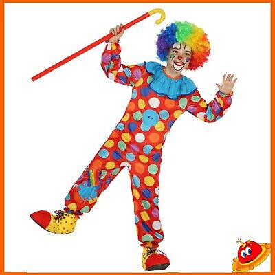 Costume Carnevale Ragazzo Bambino Tuta Clown Pagliaccio Tg da 3 a 9 anni
