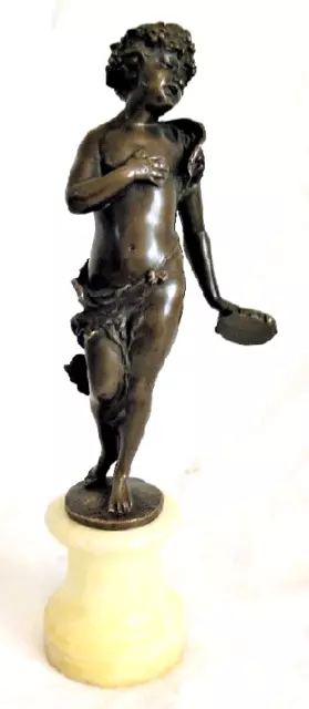 Alte Halb Akt Bronze Skulptur Figur Mädchen Junge Frau 27 cm mit Sockel