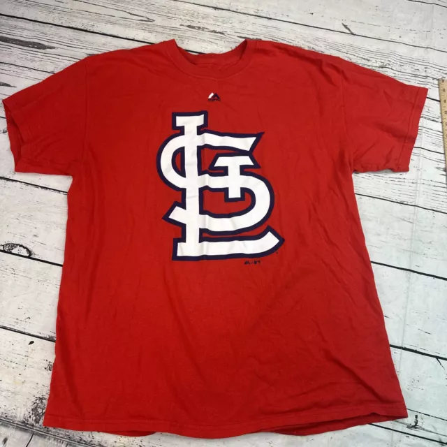 St. Louis Cardinals Men’s T-Shirt Large MLB Majestic Red With Large St L Logo