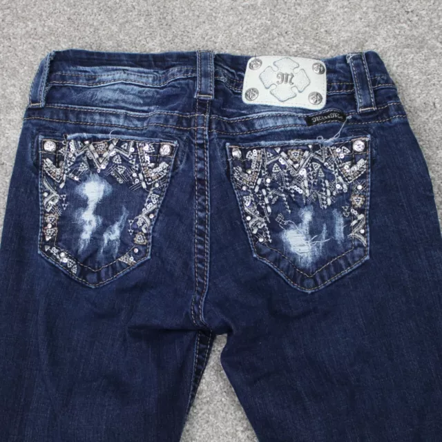 Miss Me Jeans Womens 25 Dark Wash Blue Mid-Rise Curvy Crop Straight w/24" inseam
