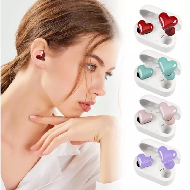 Heart Shaped True Wireless Earbuds Bluetooth 5.3 Headphones Earphones Headset US