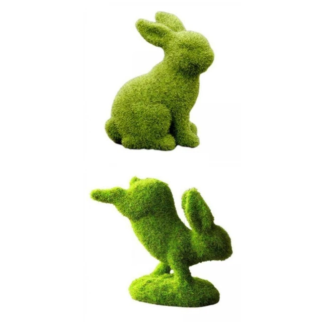 2x Statua Coniglio Patio Bunny Scultura Decorazione Per Esterni