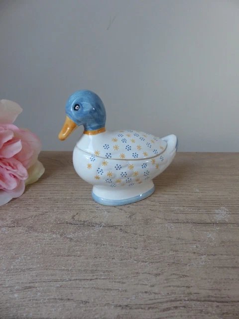 Boîte à Bijoux Hexagonale En Papier Mâché – Décor Canard Peint à La Main (Neuf, Inde)