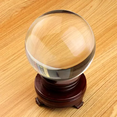 HOT Sell Ultra Clear 80MM Crystal Magic Photography Props Ball Wood Home Decor 3