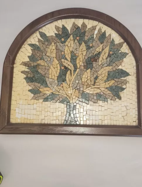 Vintage Mosaic Tree Of Life Made In Jordan 14"×15.5"