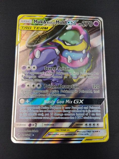 Pokemon Muk & Alolan Muk GX 197/214 ALTERNATE ART CARD Unbroken Bonds Set I