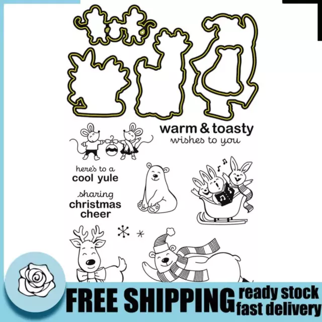 Christmas Metal Cutting Die Stencils Clear Seal Stamp Set for DIY Scrapbooking