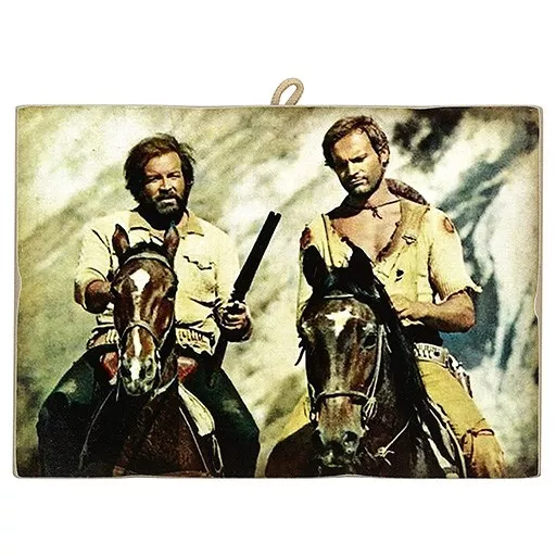 KUSTOM ART Quadretto Stile Vintage Bud Spencer e Terence Hill. 18 x 25 cm.